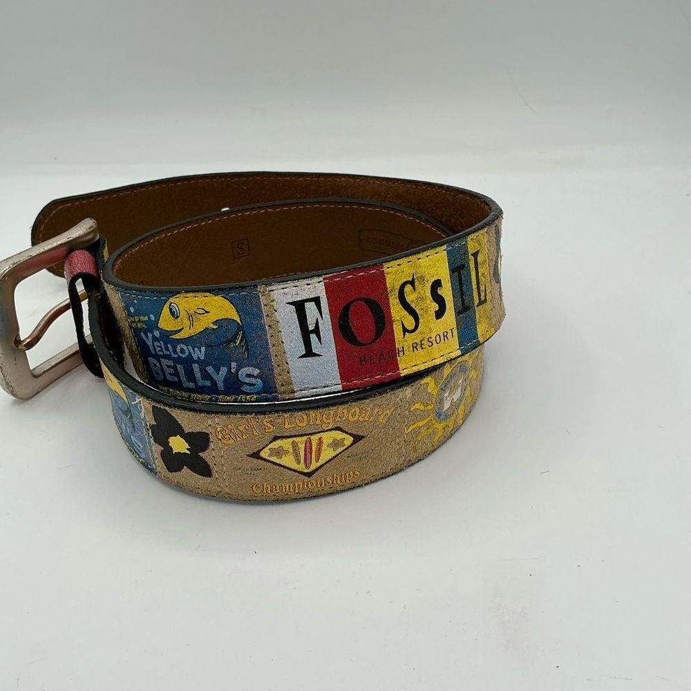 Fossil multicolor graphic leather belt size S